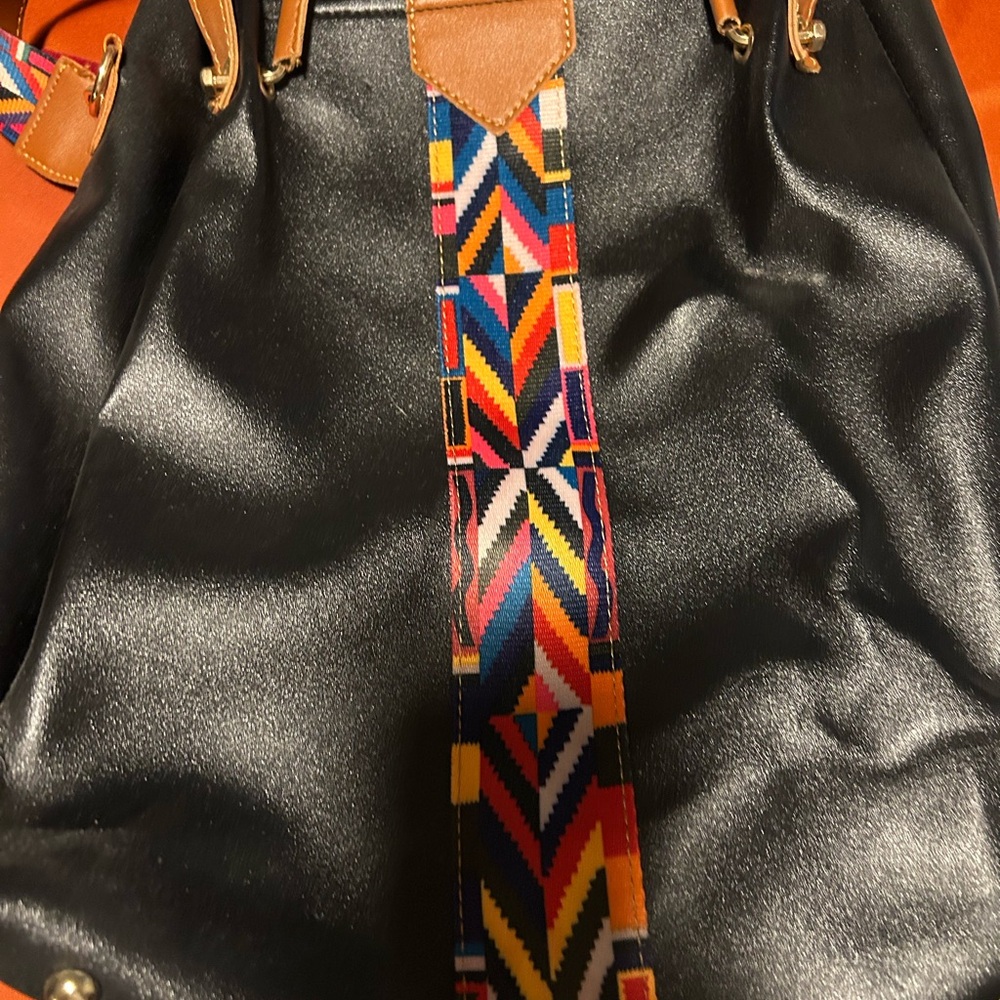 Black and Multicolor Women's 3 PIECES Bag